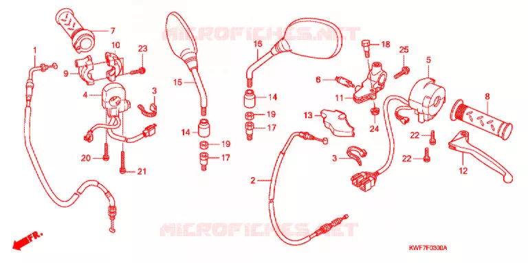 LEVIER DE GUIDON - CABLE - COMMODO Honda MOTO 125 CBF 2011  CBF125MB