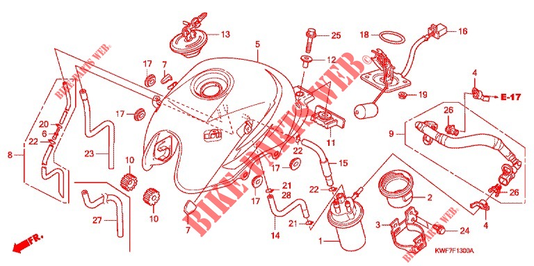 RESERVOIR A CARBURANT pour Honda CBF 125 de 2011