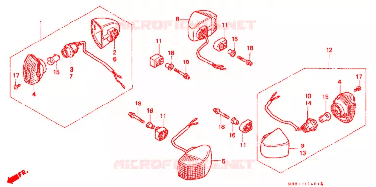 CLIGNOTANT (VFR400R3L/R3N) Honda MOTO 400 VFR 1990  VFR400R3L