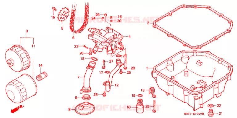 FILTRE A HUILE - CARTER D'HUILE - POMPE A HUILE Honda MOTO 400 VFR 1991  VFR400R3L