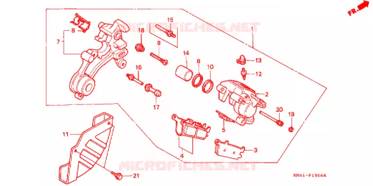 ETRIER DE FREIN ARRIERE (1) (R3J/RK/RL/R3L) Honda MOTO 250 XL 1988  XLR250R3J