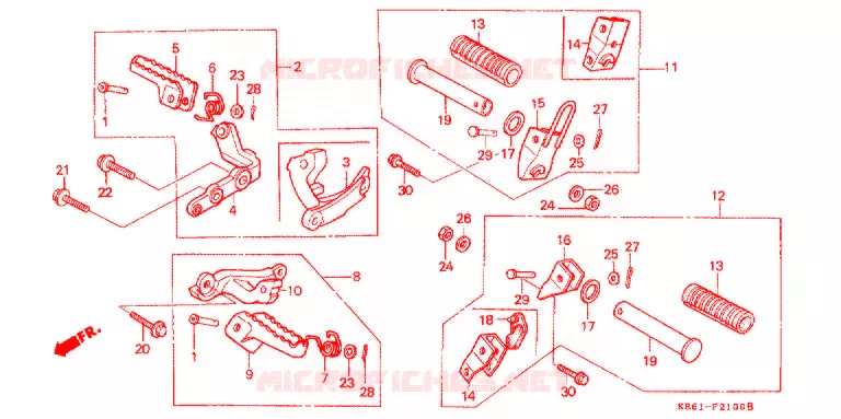 REPOSE PIED (1) (RF/R2F/RH/R3J/RK/RL/R3L) Honda MOTO 250 XL 1990  XLR250R3L