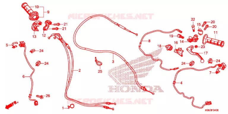 LEVIER DE GUIDON - CABLE - COMMODO Honda MOTO 250 CRF 2018  CRF250RJ
