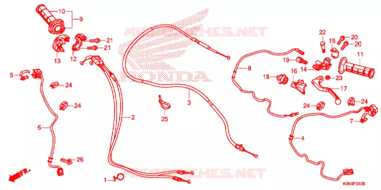 LEVIER DE GUIDON - CABLE - COMMODO Honda MOTO 250 CRF 2018  CRF250RJ