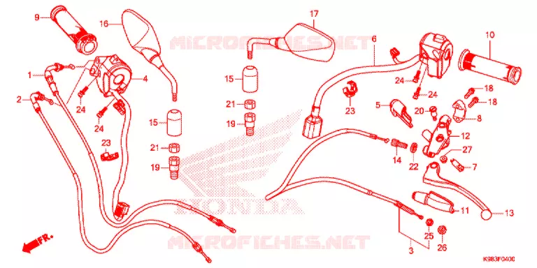 LEVIER DE GUIDON - CABLE - COMMODO Honda MOTO 125 CB 2019  CBF125NAJ