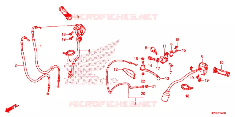 LEVIER DE GUIDON - CABLE - COMMODO Honda MOTO 125 MSX 2020  MSX125J_CA