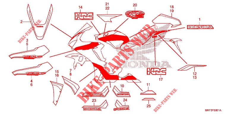 AUTOCOLLANTS (2) pour Honda CBR 1000 RR SP2 de 2019