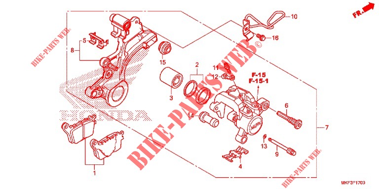 ETRIER DE FREIN ARRIERE pour Honda CBR 1000 RR SP2 de 2019