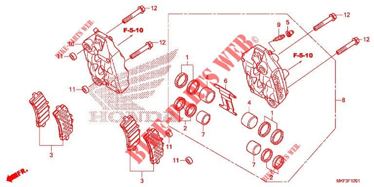 ETRIER DE FREIN AVANT (CBR1000S1/S2) pour Honda CBR 1000 RR SP2 de 2019