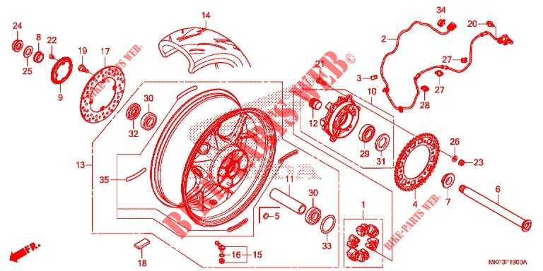 ROUE ARRIERE pour Honda CBR 1000 RR SP2 de 2019