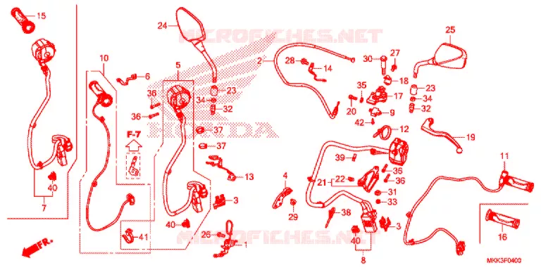 LEVIER DE GUIDON - CABLE - COMMODO (CRF1000A/A2/AL/AL2) Honda MOTO 1000 AFRICA-TWIN 2018  CRF1000A2J