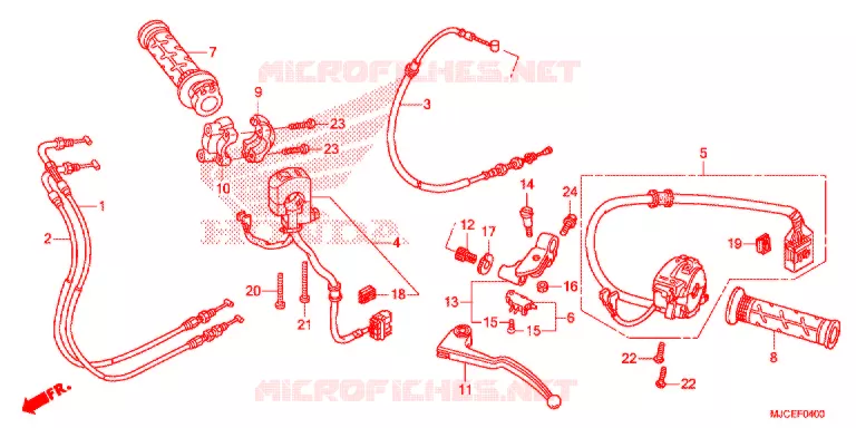 LEVIER DE GUIDON - CABLE - COMMODO Honda MOTO 600 CBR 2017  CBR600RRH