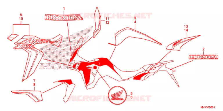 AUTOCOLLANTS (2) Honda MOTO 1000 AFRICA-TWIN 2018  CRF1000ALJ