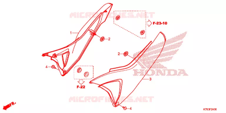 COUVERCLES LATERAUX Honda MOTO 190 XR 2021  XR190LH
