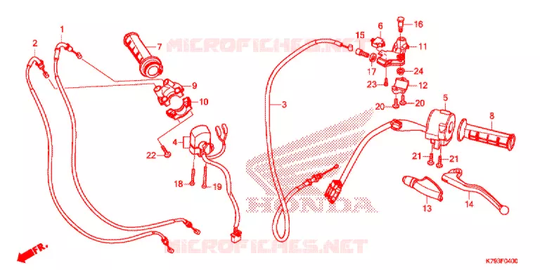 LEVIER DE GUIDON - CABLE - COMMODO Honda MOTO 190 XR 2020  XR190LH