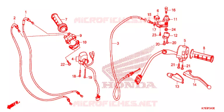 LEVIER DE GUIDON - CABLE - COMMODO Honda MOTO 190 XR 2018  XR190CTH