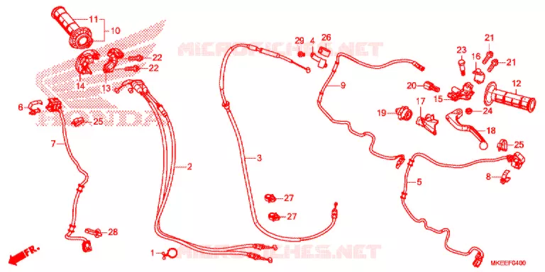 LEVIER DE GUIDON - CABLE - COMMODO Honda MOTO 450 CRF 2020  CRF450RXK