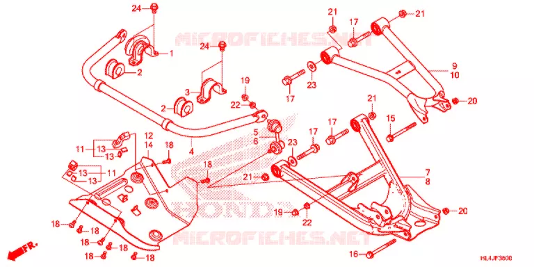 TRIANGLES - BARRE ANTI ROULIS Honda ATV 1000 PIONEER 2018  SXS1000M5DJ