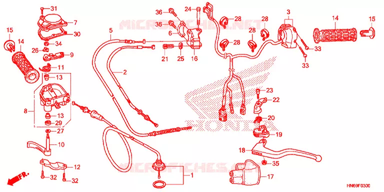 LEVIER DE GUIDON - CABLE - COMMODO Honda ATV 250 FOURTRAX 2019  TRX250XK