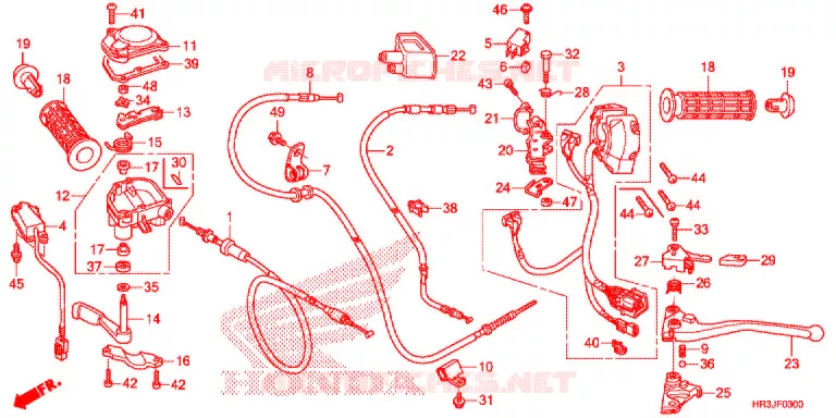 LEVIER DE GUIDON - CABLE - COMMODO Honda ATV 420 FOURTRAX 2018  TRX420TM1J