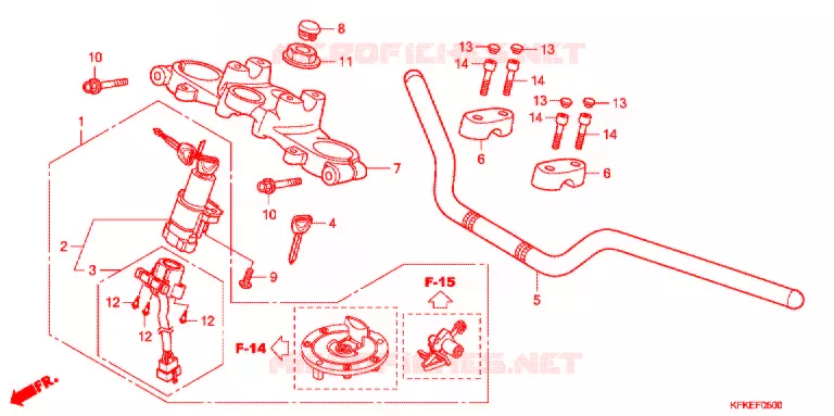 GUIDON - TE DE FOURCHE Honda MOTO 250 VTR 2009  VTR2509