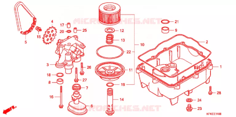 FILTRE A HUILE - CARTER D'HUILE - POMPE A HUILE Honda MOTO 250 VTR 2009  VTR2509