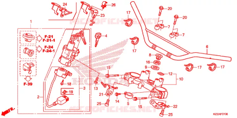 GUIDON - TE DE FOURCHE Honda MOTO 250 CRF 2018  CRF250RLJ