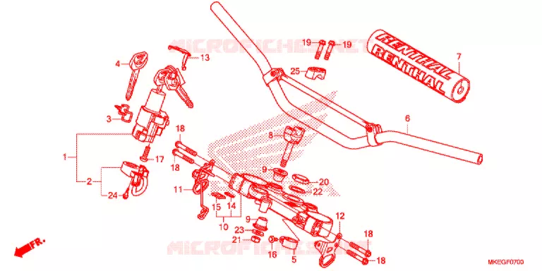 GUIDON - TE DE FOURCHE Honda MOTO 450 CRF 2019  CRF450LK