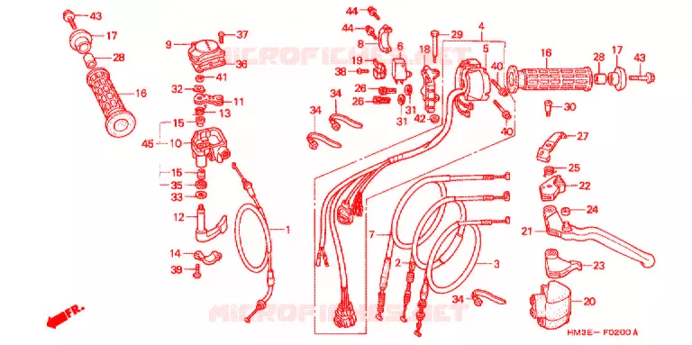 LEVIER DE GUIDON - CABLE - COMMODO Honda ATV 300 FOURTRAX 2001  TRX300EX1