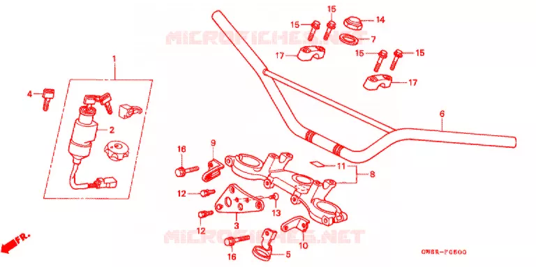GUIDON - TE DE FOURCHE Honda MOTO 50 CRM 1996  CRM50R
