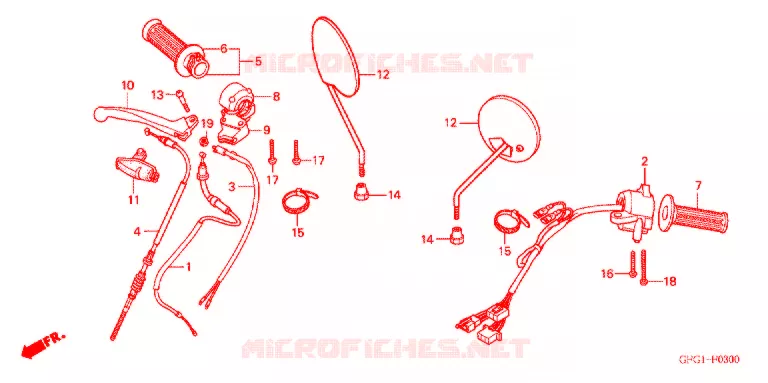 LEVIER DE GUIDON - CABLE - COMMODO Honda MOTO 50 other-models 2003  MP50DX3