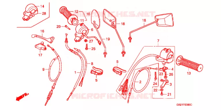 LEVIER DE GUIDON - CABLE - COMMODO Honda MOTO 50 CHALY 1994  CF50P
