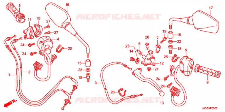 LEVIER DE GUIDON - CABLE - COMMODO (NC700S/SA) Honda MOTO 700 NC 2012  NC700SC