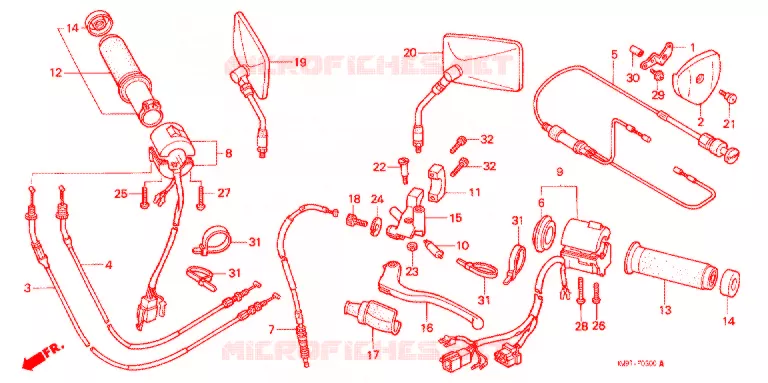 COMMODO - LEVIER - CABLE Honda MOTO 400 STEED 1991  NV400CL