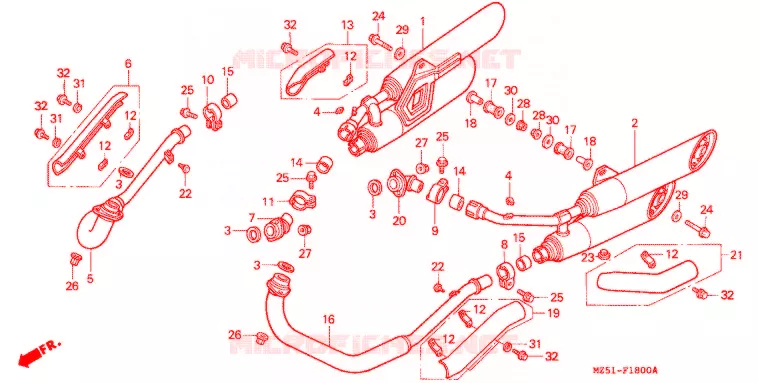 SILENCIEUX D'ECHAPPEMENT Honda MOTO 750 VF 1995  VF750CS