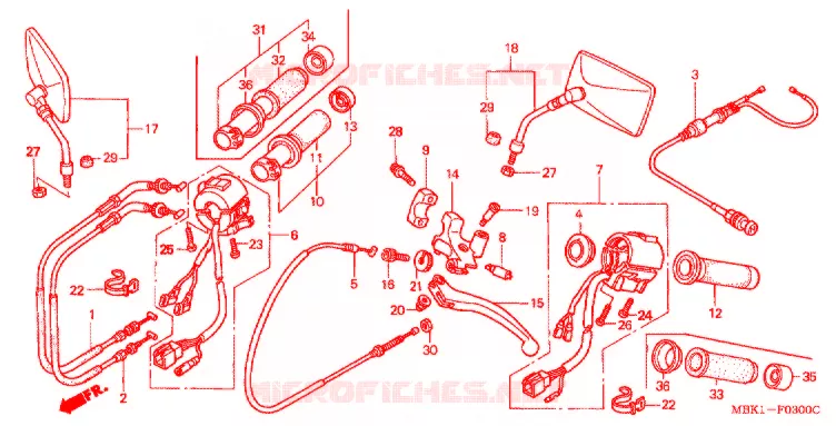 COMMODO - LEVIER - CABLE Honda MOTO 400 SHADOW 2001  NV400C21