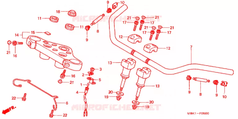 GUIDON - TE DE FOURCHE Honda MOTO 400 SHADOW 2001  NV400C21
