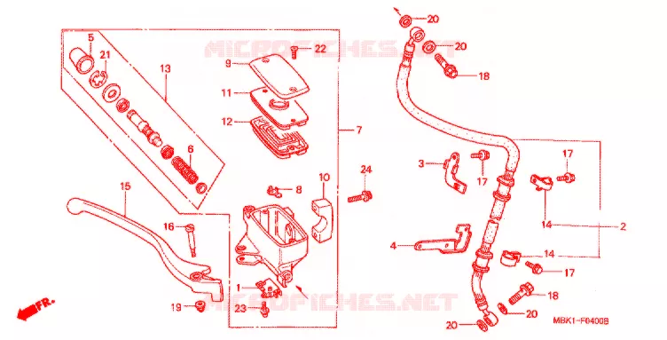 MAITRE CYLINDRE DE FREIN AVANT Honda MOTO 400 SHADOW 2001  NV400C21