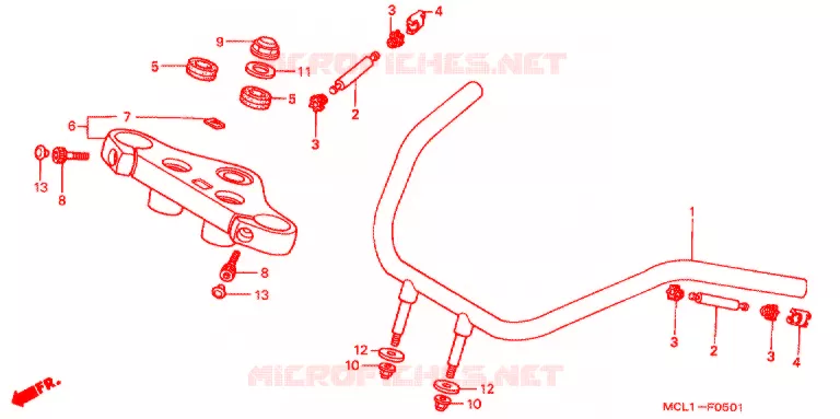 GUIDON - TE DE FOURCHE (2) Honda MOTO 400 SHADOW 2001  NV400DC1