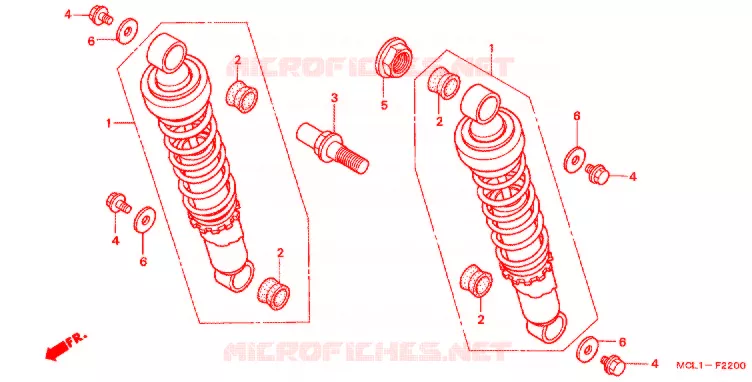 AMORTISSEUR ARRIERE Honda MOTO 400 SHADOW 2004  NV400DC4