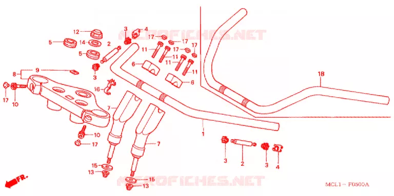 GUIDON - TE DE FOURCHE (1) Honda MOTO 400 SHADOW 2000  NV400DCY