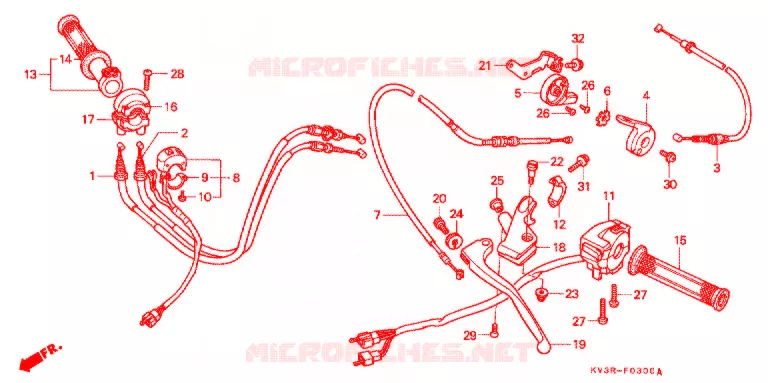 LEVIER DE GUIDON - CABLE - COMMODO Honda MOTO 250 NSR 1996  NSR250R2T