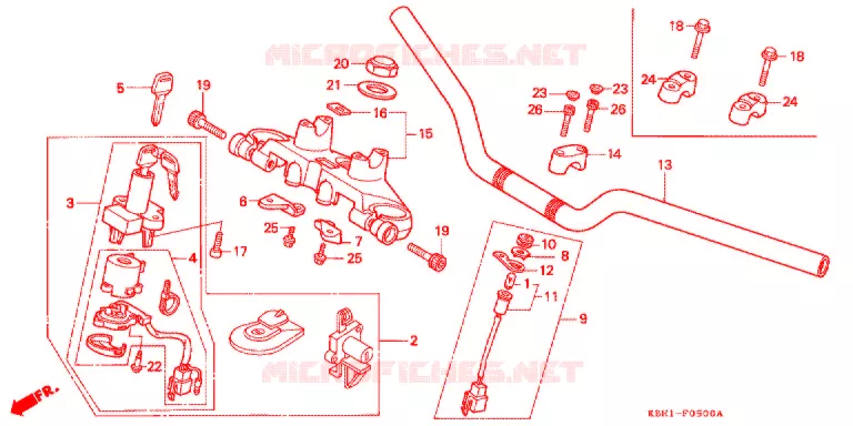 GUIDON - TE DE FOURCHE Honda MOTO 250 JADE 1992  CB250FN