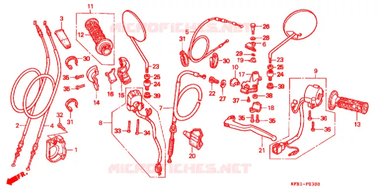 LEVIER DE GUIDON - CABLE - COMMODO Honda MOTO 230 SL 2004  SL2304