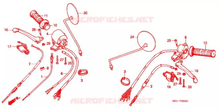 LEVIER DE GUIDON - CABLE - COMMODO (1) Honda MOTO 50 BENLY 1981  CD50Z