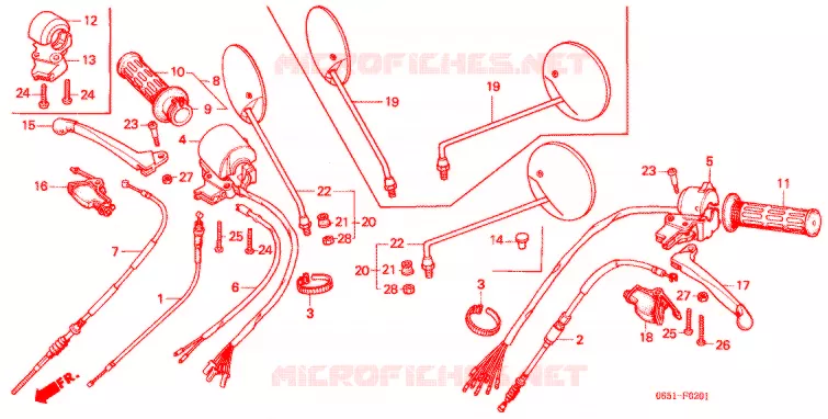 LEVIER DE GUIDON - CABLE - COMMODO (2) Honda MOTO 50 BENLY 1987  CD50H