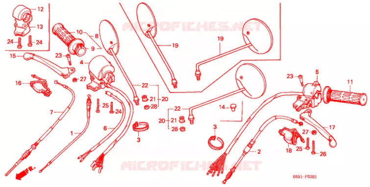 LEVIER DE GUIDON - CABLE - COMMODO (2) Honda MOTO 50 BENLY 1994  CD50P