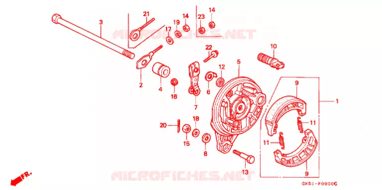 FLASQUE - MACHOIRES DE FREIN ARRIERE Honda MOTO 100 C100 1994  C100CMP