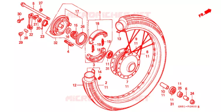 ROUE AVANT - FLASQUE DE FREIN AVANT Honda MOTO 100 C100 1994  C100CMP