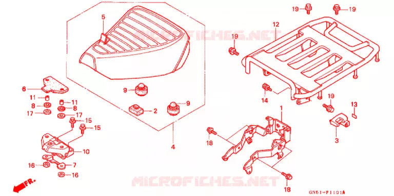 SELLE - PORTE-BAGAGE ARRIERE (C100CMP/CMS) Honda MOTO 100 C100 1994  C100CMP